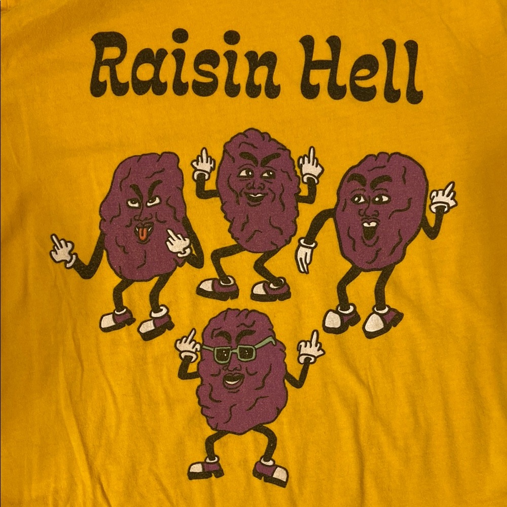 Yellow 'Raisin Hell' Graphic T-Shirt